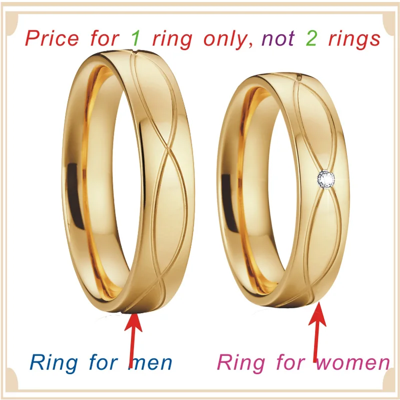 Unique Alliances Engagement Wedding Band Couple rings pair gold color Women's Rings Men's Ring anel de ouro bague anillos (3)