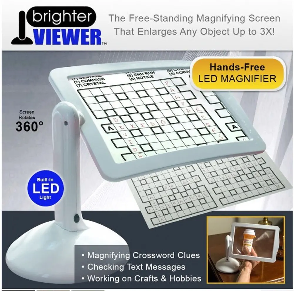 LED Screen Page Magnifier Brighter Reading Viewer Screen Hands Free LED