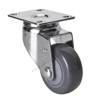 

2PCS EDL Light 2.5 Inch Casters Wheels 80Kg Polyurethane Wheels Castors Plate Bearing Swivel Brake Chrome Industrial for trolley