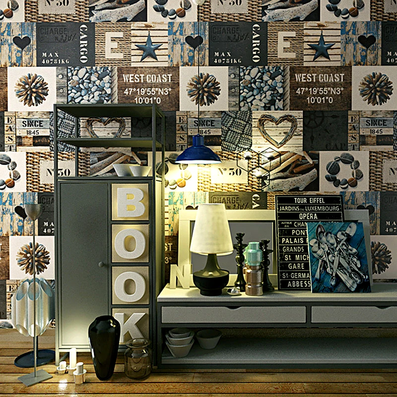Vintage Personalized Coffee Shop 3D Stone Wallpaper Roll Wood Grain Waterproof Bar Restaurant Background Contact Walls Mural |