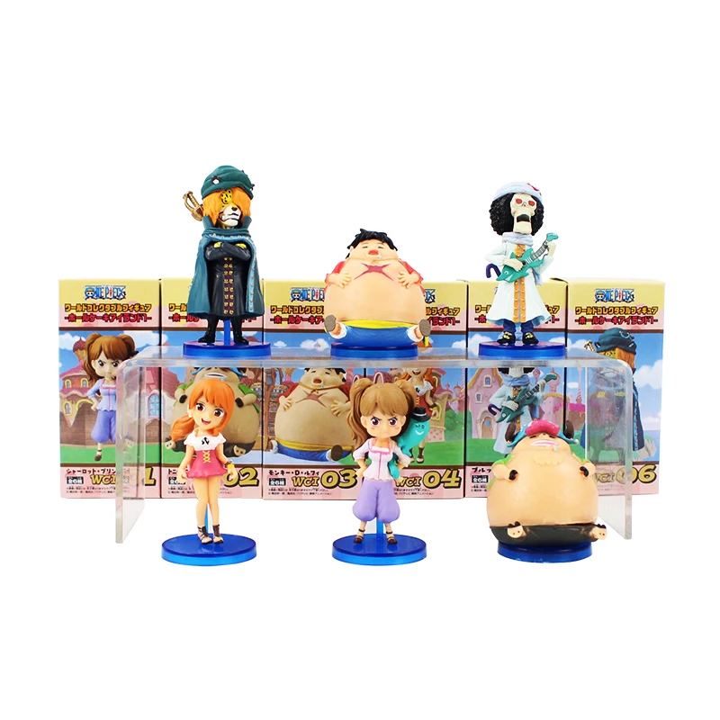 

6pcs/lot One Piece Figure Toys Luffy Nami Chopper Brook Pedro Charlotte Pudding WCI Anime Model Dolls
