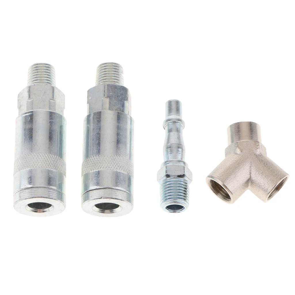 

4 Pcs/set Tee Joints Air Line Hose Compressor Fitting Connectors Quick Release