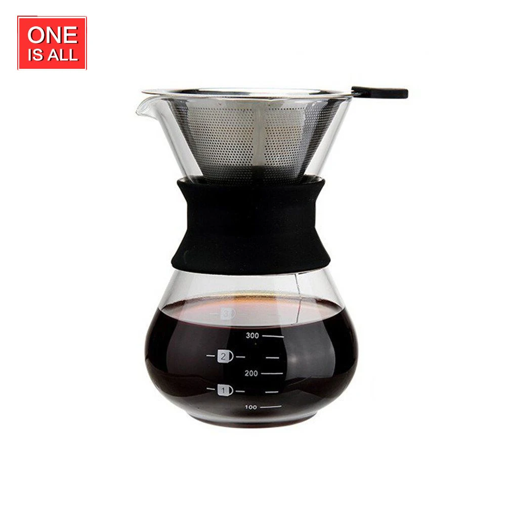ONEISALL 400ML Classic Glass Coffee Maker Chemex Style Pour Over