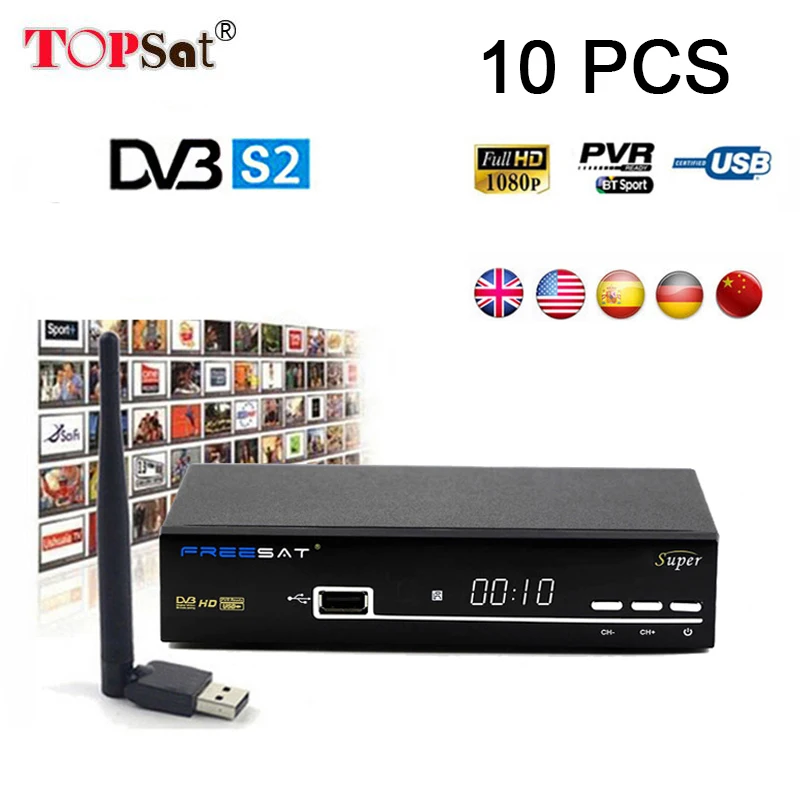 

10PCS Freesa V8 Super RECEPTOR DVB-S2 Satellite Tv Receiver with USB Wifi 1080 HD satellite receiver Support Europe CLINES