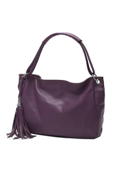 

Hot Women Handbag PU Leather Zipper Closure Tassel Crossbody Shoulder Bag Purple