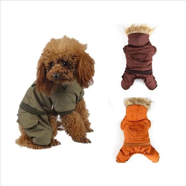 

New Dog Clothes Winter Warm Clothing For Pet The Corners of Fur Collar Jacket Dog Cat Padded Hoodie Jumpsuit Pants Coat Apparel