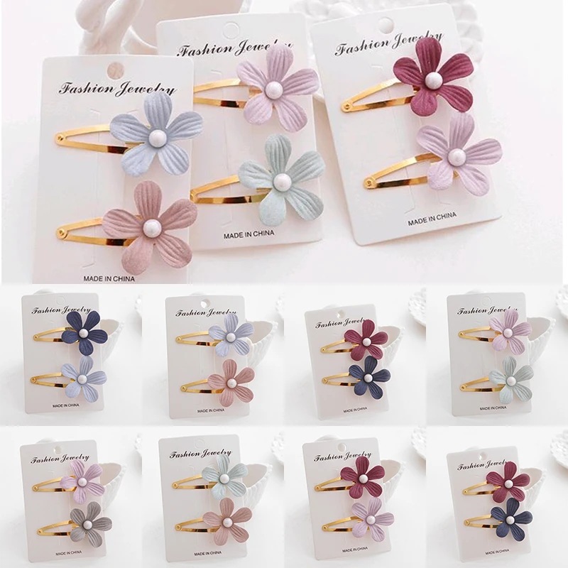 

Girls Cute Pearl 1Pair Hairclip Gifts Hairpin Accessories Barrette Korean 7 Colors Children Lovely Girls Flower Kids