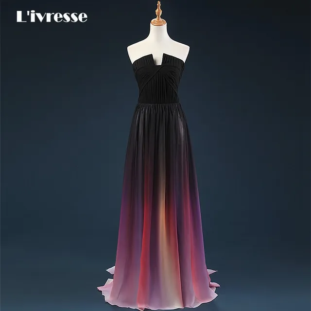 Abiti 2017 Vestito Da Promenade Chiffon Sfumato Ombre Senza Spalline Treno Lungo  Vestiti Da Partito Per La Laurea|2017 prom dresses|prom dressesdress for  graduation - AliExpress