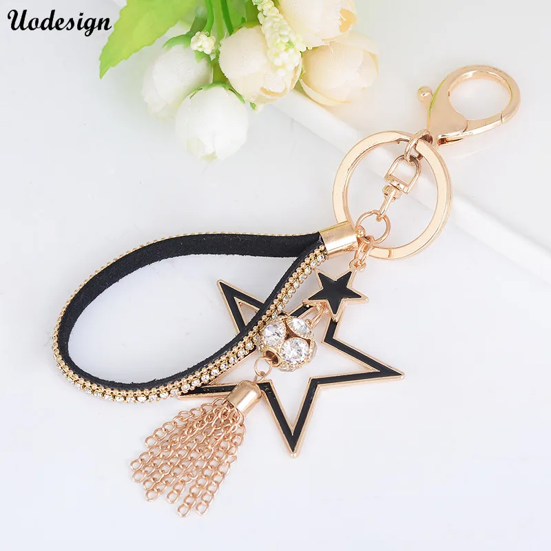 Crystal Tassel Star Key Ring Keychains Holder Tassel Bag Buckle Pendant