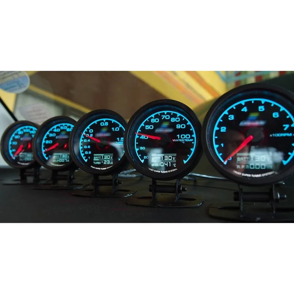 Universal Racing Gauge Oil temperature Gauge GReddi 7 Light Colors LCD Display With Voltage Meter 62mm 2.5 Inch With Sensor