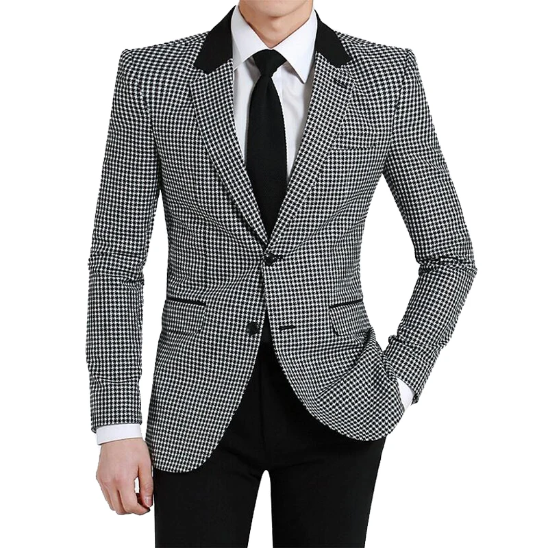 2017 New Houndstooth Blazers 95 dacron gentleman style custom made Men's suits tailor suit