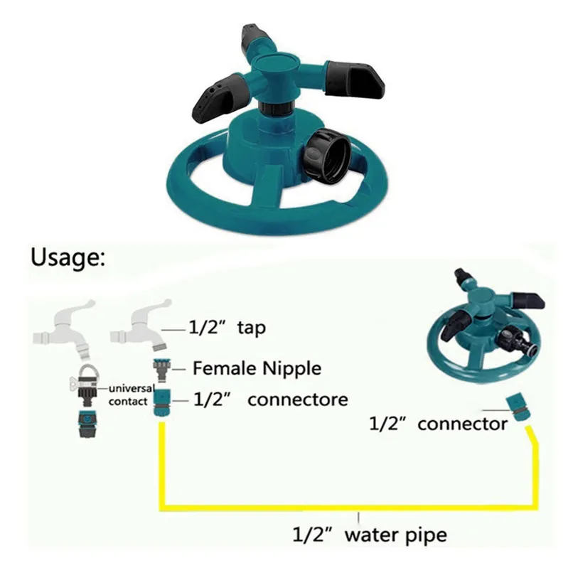 Garden Sprinklers Lawn Sprinkler Automatic Garden Water Sprinklers Lawn Irrigation Rotation 360 for  Lawn Garden #2h01 (8)