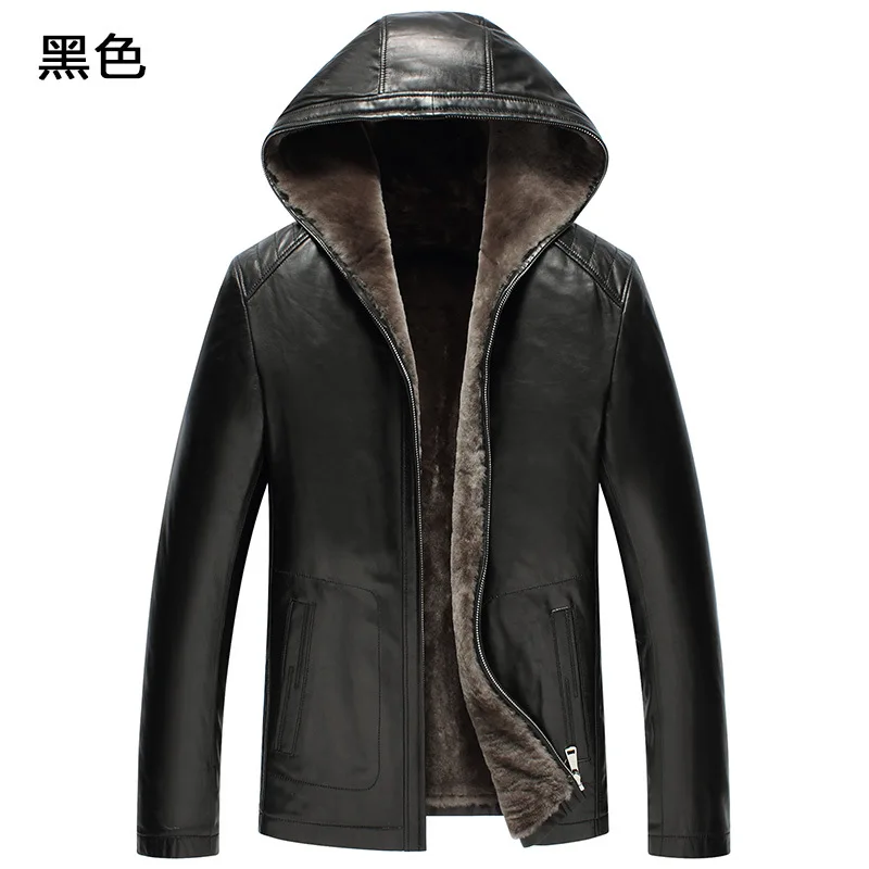 

Genuine Leather Jacket Men Winter Jacket Natural Fur Real Sheepskin Coat for Men 100% Wool Liner Hooded Jackets F19S520 YY386