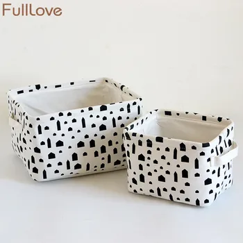 

FullLove 2PCS/Set Cotton Black House Print Desk Storage Box Books Toys Cosmetic Clothing Organizer Home Storage & Organization