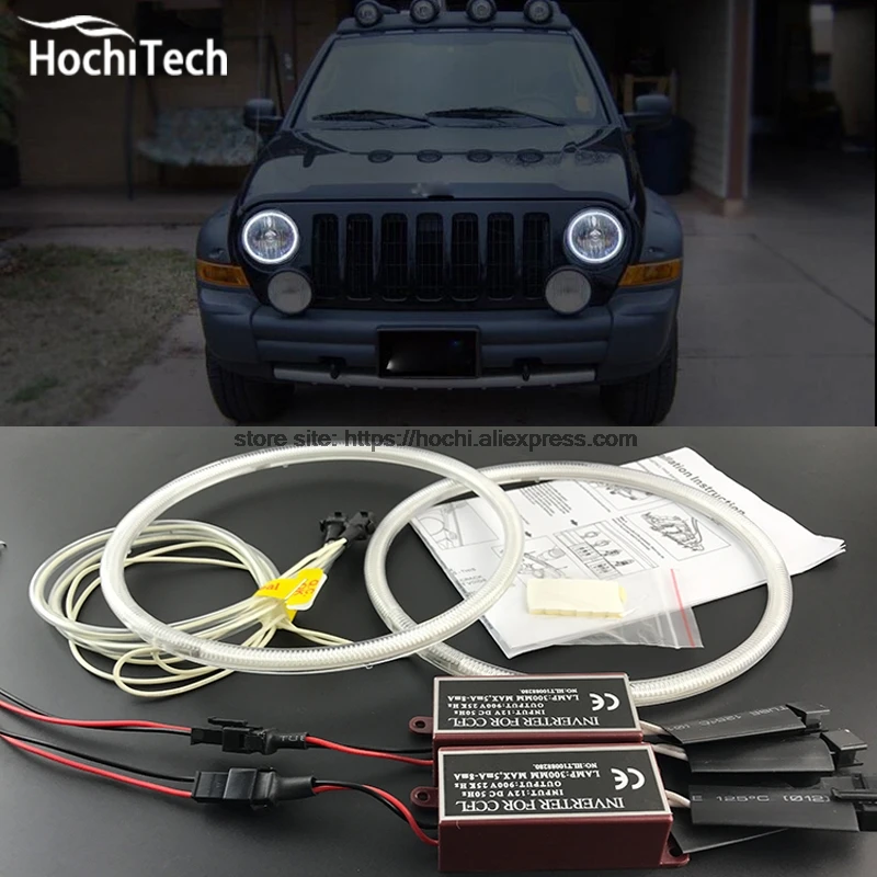 HochiTech ccfl ангельские глазки комплект белый 6000k ccfl halo кольца фары для Jeep Liberty KJ 2000 2001 2002 2003 2004 2005 2006 2007