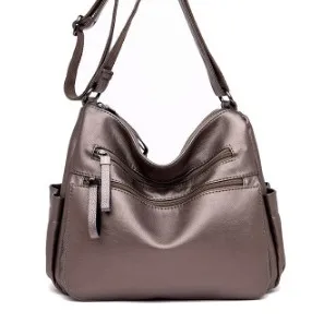 Женские кожаные роскошные сумки, дизайнерские ручные сумки, женские сумки через плечо, повседневные C858 - Цвет: coppper