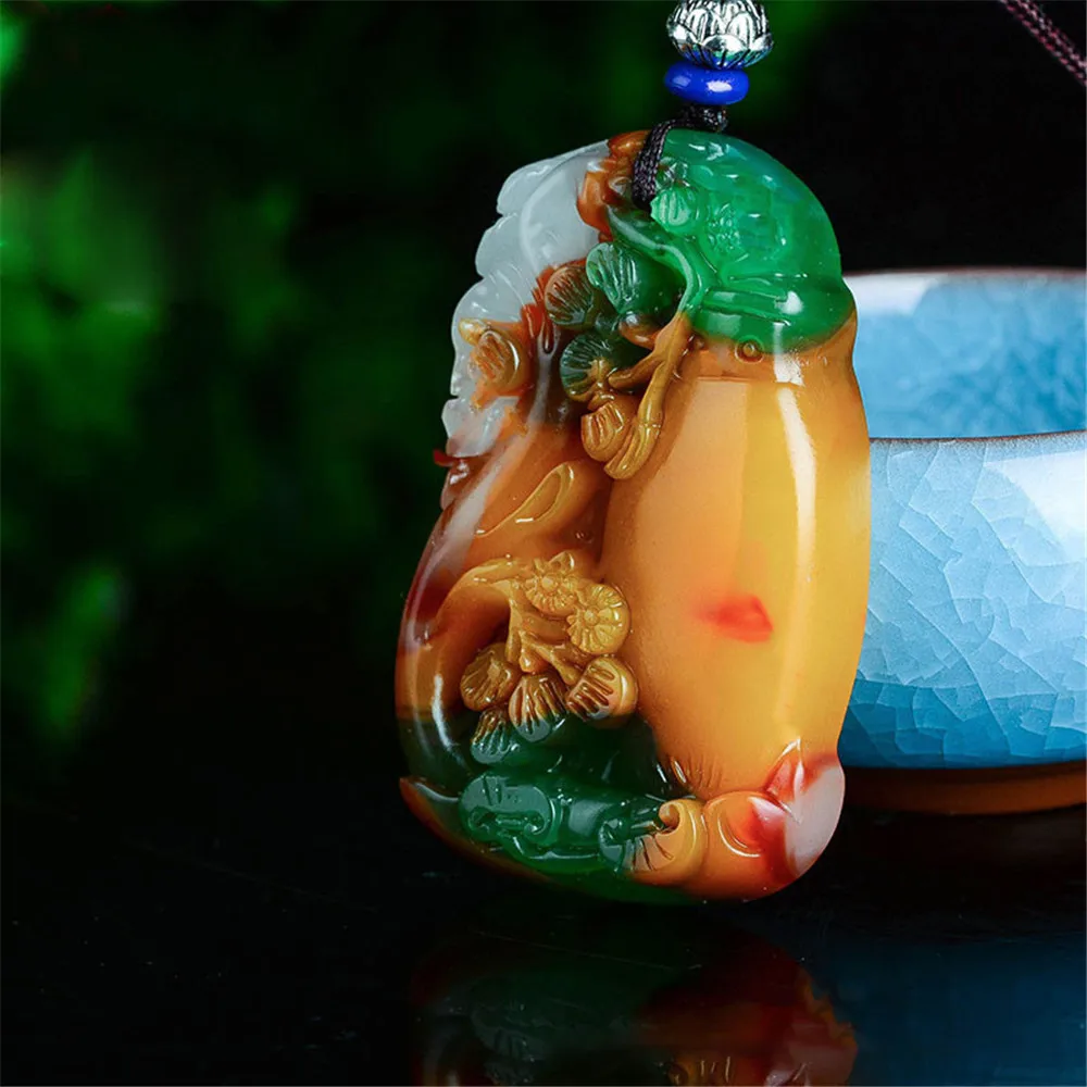 Синьцзян Гоби семицветная Нефритовая Цветочная ваза с ручной резкой нефритовая подвеска безопасный Ruyi цветной нефритовый кулон женское ожерелье Прямая поставка