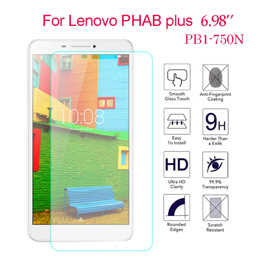 2 шт. 9 H закаленное Стекло для Lenovo PHAB Plus PB1-750N PB1 750 6.98 ''Tablet PC Экран протектор фильм жесткий cover взрывозащищенный