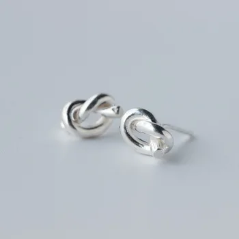

SRCOI Minimalist 925 Sterling Sterling Silver Twisted Knot Stud Earrings Bijoux Jewelry Mini Cute Simple Earrings For Womens
