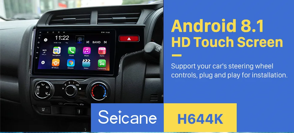 Seicane 10,1 дюймов HD четырехъядерный 2din Android 8,1 автомобильный Радио gps навигационная система мультимедийный плеер для HONDA JAZZ/FIT