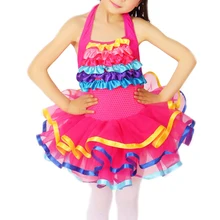 Гимнастический трико для детей Весна и Лето Женский завод прямой Холтер красочный танцевальный костюм с юбкой 1572