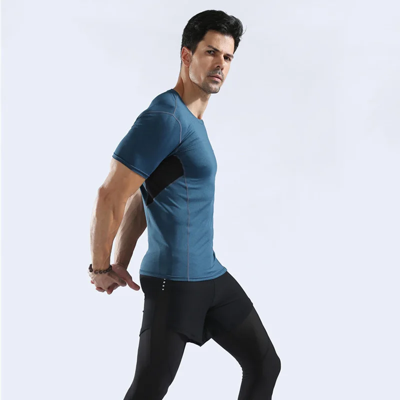 Мужские футболки с коротким рукавом быстросохнущая компрессионная рубашка для бега фитнес-плотно Теннисный футбол Джерси Спортивная одежда Demix