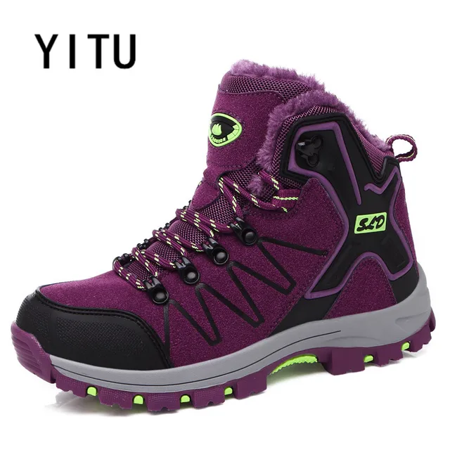 YITU 2017 New Arrival Outdoor Hiking Shoes High Top Winter Warm Trekking Tactical Sneakers Anti-skid Breathable Light Footwears