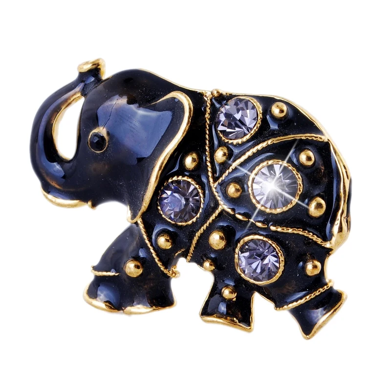 

Rinhoo small Black elephant Brooch Rinestone animal Brooch For women address jewelry accessories