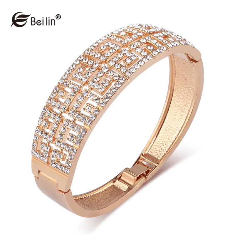 2016 New Brand Rose Gold Color Luxury Crystal Rhinestone Bangles