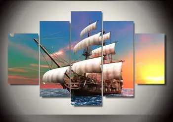 

HD Printed sailboat dawn the sea Group Painting children's room decor print poster picture canvas Free shipping