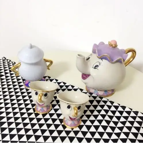 

Cartoon Beauty And The Beast Mrs Potts Tea Set[1 Pot+2 Cups+1 Sugar Pot] Cup Mug nice Xmas Gift Free Shipping
