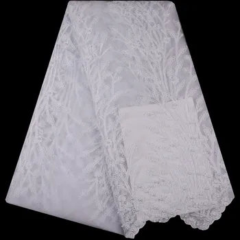 

African Style White French Lace Fabric French African Tulle Laces Fabrics 2018 Fashionable Nigerian Lace Fabrics With Pearls936B