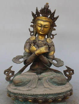

004083 12" Tibet White Copper Gilt Vajradhara Vajrabhairava Goddess Buddha Statue Set