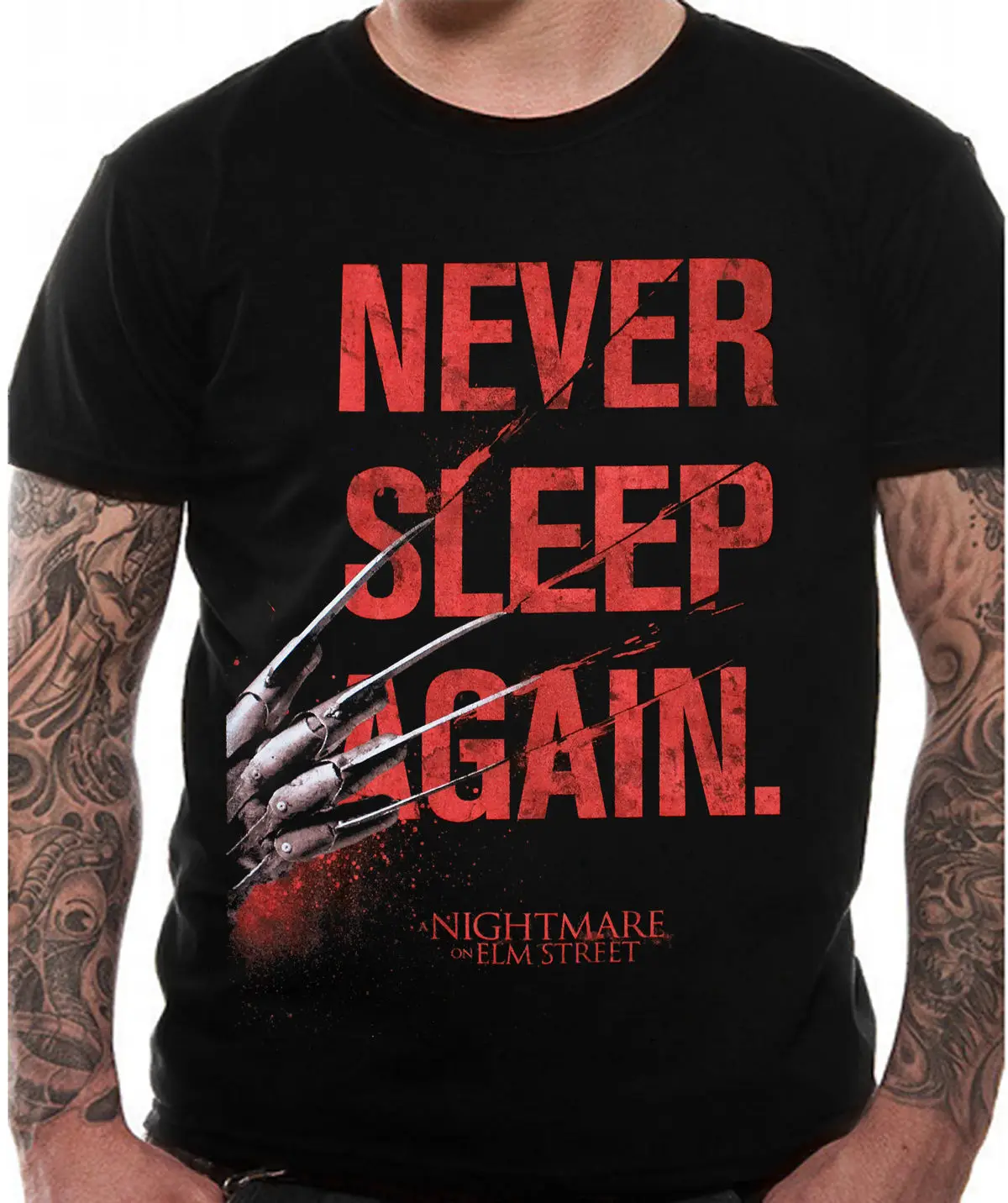 Футболка с надписью Кошмар на улице Вязов Never Sleep Again официальная Классическая