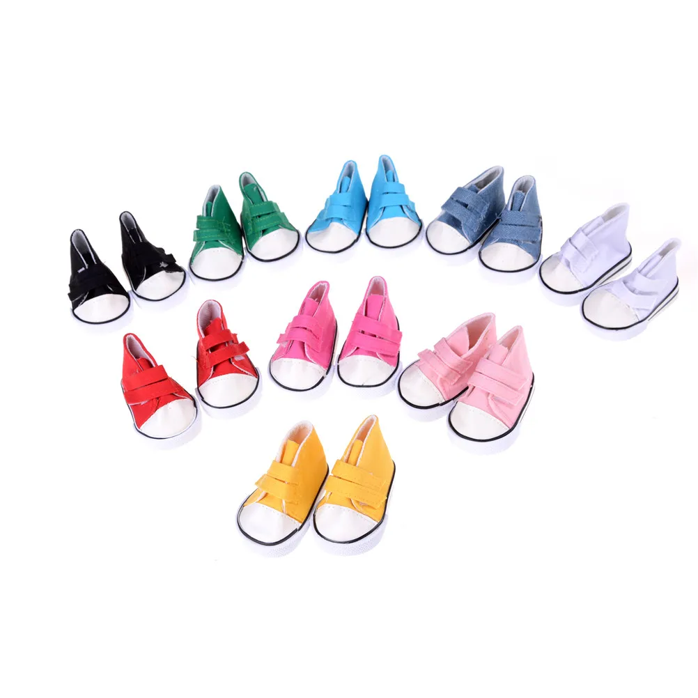 1 Pair Denim Canvas Mini Toy Shoes Cute Doll Shoes For 18 Inch Baby
