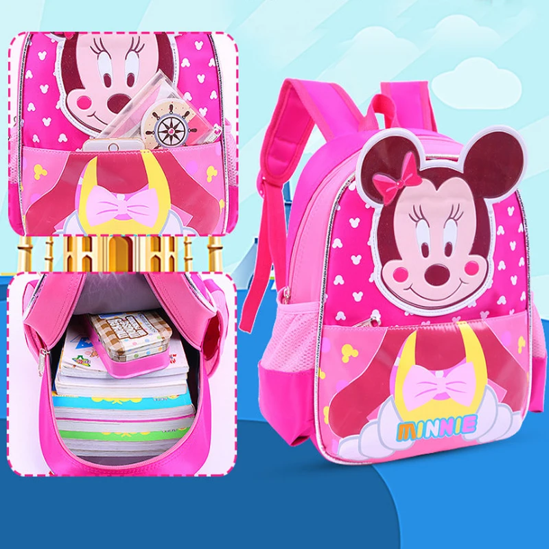 Disney рюкзак Минни ортопедические сумки школьный Микки Водонепроницаемый Bookbag для