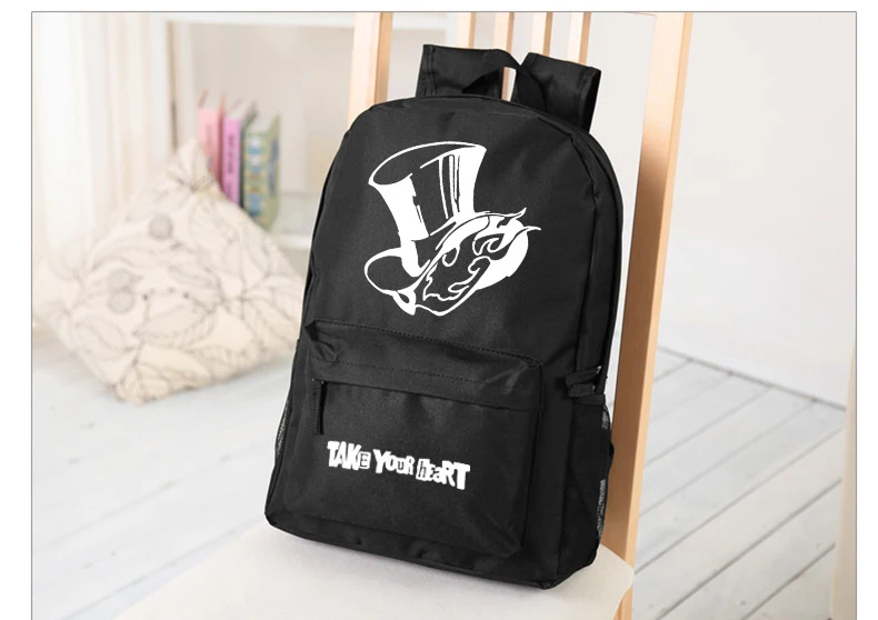 Teenage Girls Backpack Persona5 School Bag Black Oxford Mochila Persona 5 Daypack (1)