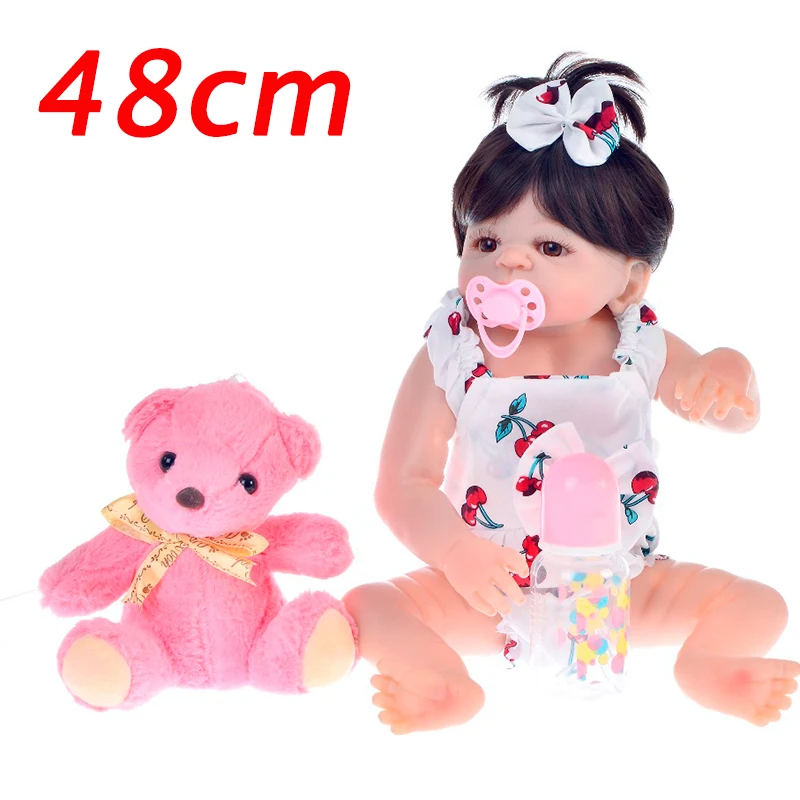 

19Inch Small section bebe Reborn Alive Doll Full Body Silicone Princess Girl Baby Doll For Children's Day Gift Kids bath DIY Toy