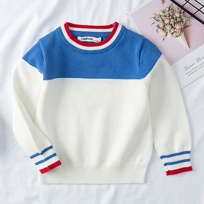 New Baby Girls Sweater Autumn Spring Kids Knitwear Boys Pullover Sweater Stripe Knitted Sweater Children's Clothing - Цвет: Blue white