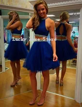 2017 Königsblau Tulle 2/Zwei Stück Homecoming Kleider Kurze. Klasse Graduation Abendkleid Hohlkreuz Mädchen Party Cocktailkleider