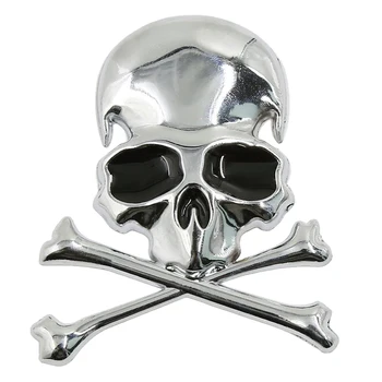 

AUTO -Metal 3d Wicked Skull Bone Shape motorcycle car emblem badge sticker