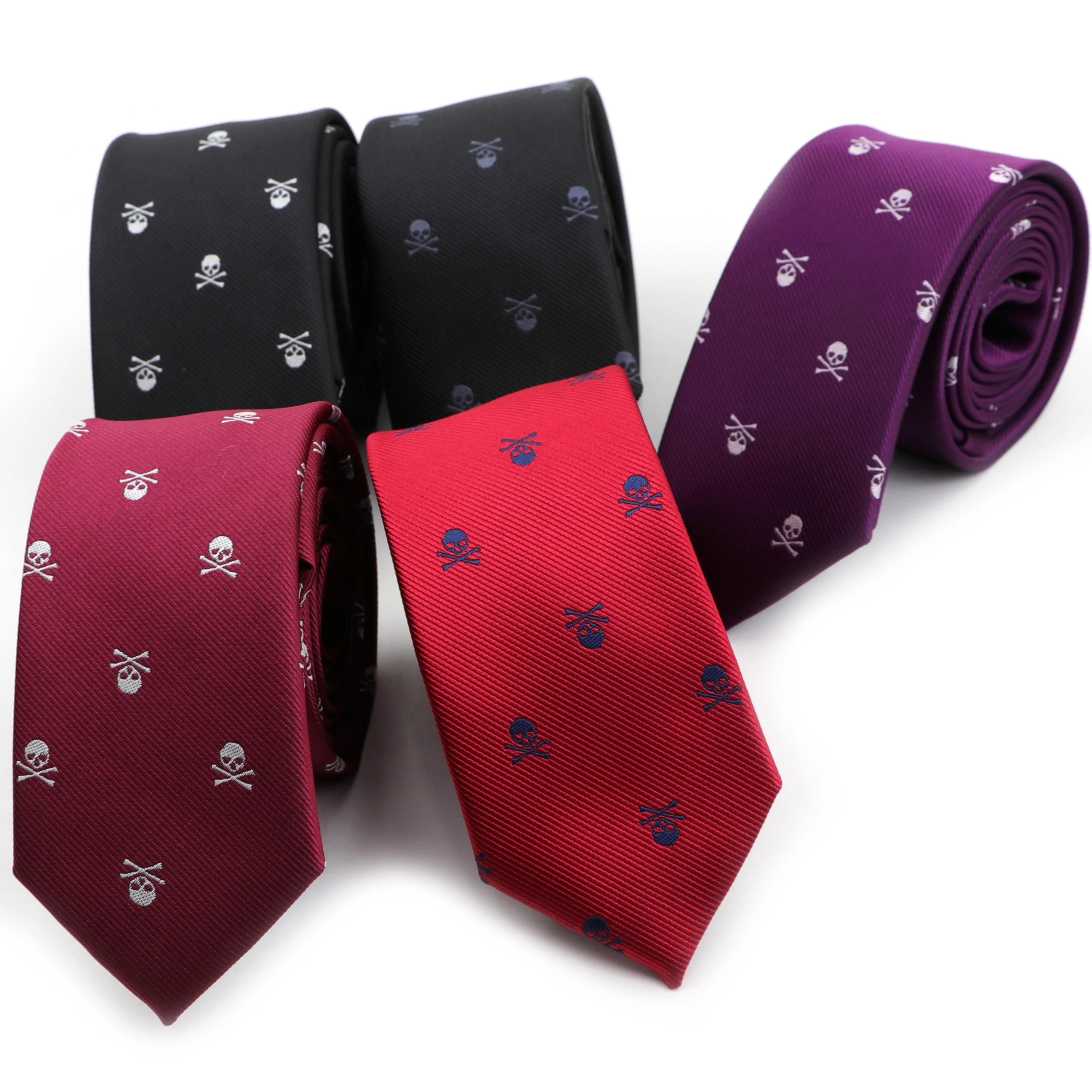

Skull Neck Tie for Men SKinny Polyester Groom Gentleman Ties Formal Narrow Wedding Party Business Necktie