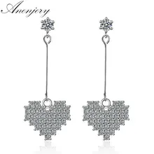 Anenjery 925 пробы серебряные ювелирные изделия ослепительные циркониевые Кристальные серьги с кисточкой-сердцем для женщин pendientes Oorbellen S-E357