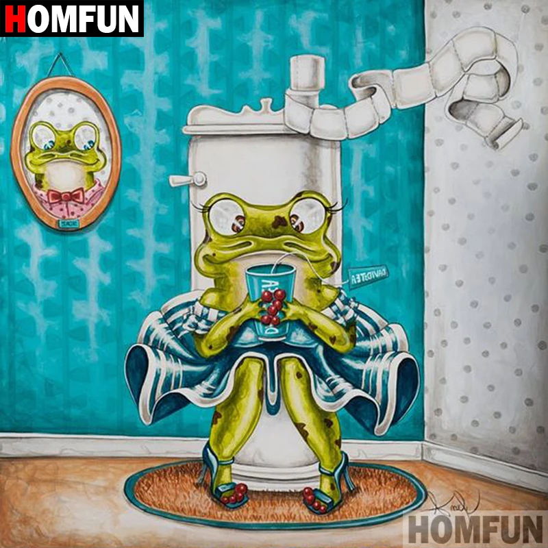 HOMFUN 5D DIY алмазная живопись полная квадратная/круглая дрель "Туалетная лягушка" 3D вышивка крестиком подарок домашний декор A00614