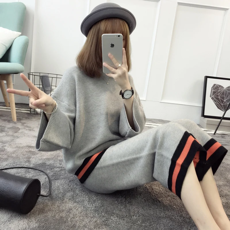 New wool font b clothing b font wide leg pants 2017 autumn fashion set Korean version