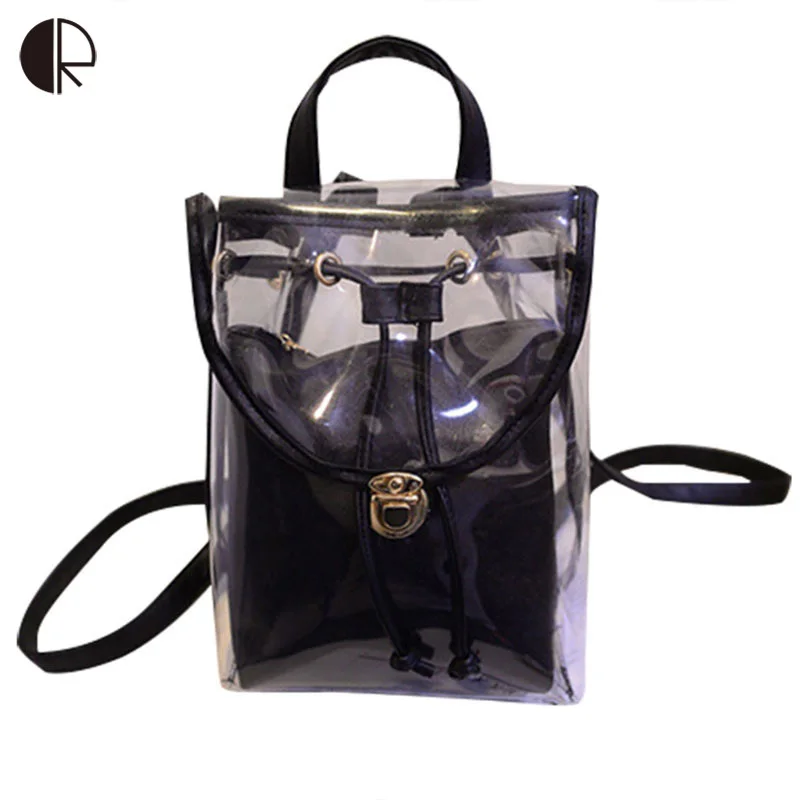 New Candy Color Backpacks Waterproof PVC Composite School Bags Clear