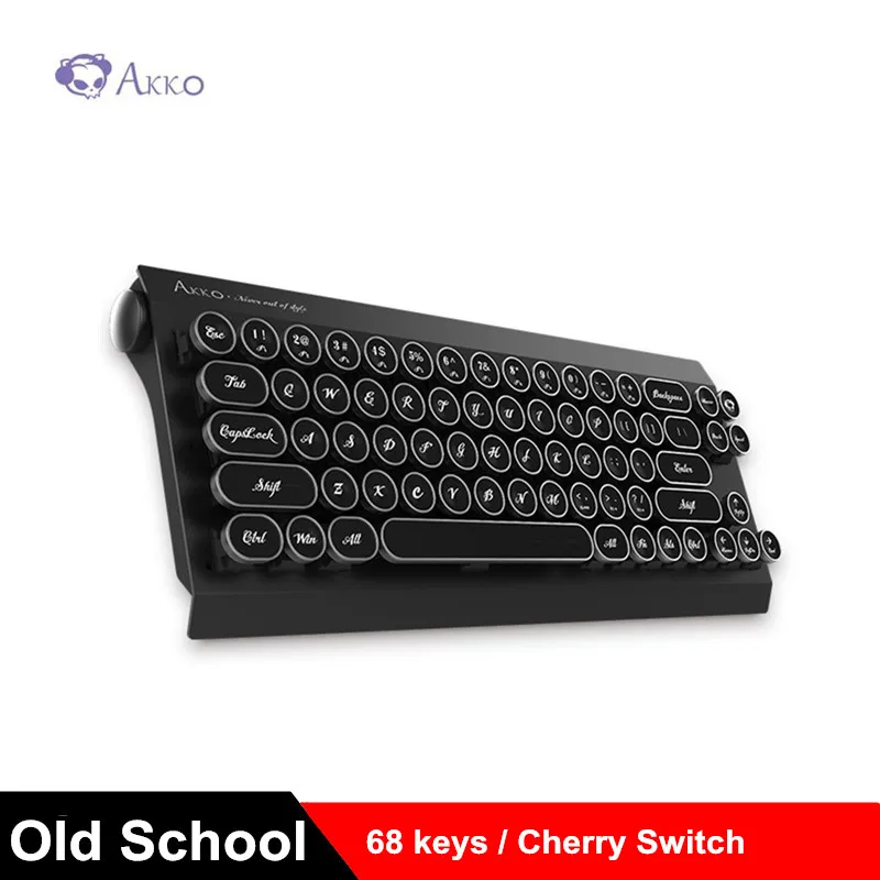 

AKKO Old School 68 Retro Gaming Mechanical Keyboard Cherry Switch USB Type-C Wired Computer Keyboards Gamer White LED backlight