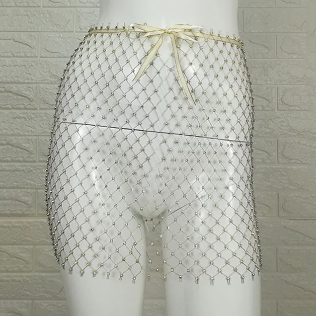 Gold 41cm Пляжная посылка, юбка в бедрах, открытые вечерние юбки с высокой талией, роскошная сетчатая женская прозрачная сексуальная клубная юбка для ночного клуба - Цвет: Gold 41cm