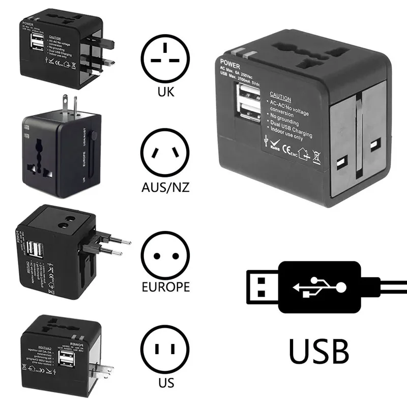 Universal Travel Adapter Power Adapter Electric Plugs Sockets Adapter Converter USB Travel