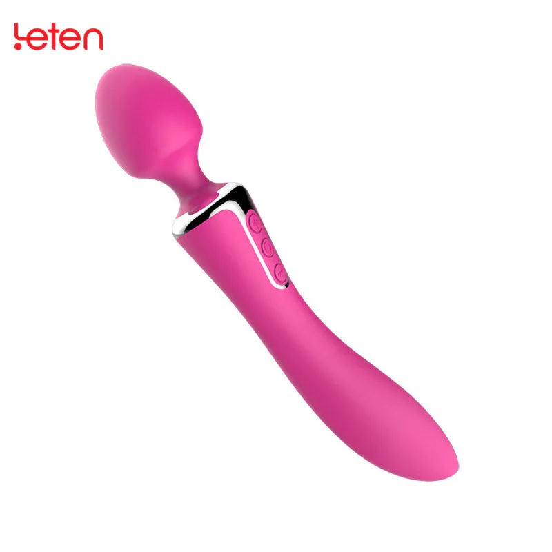 Leten Водостойкий силиконовый USB зарядка вибратор G-Spot Dual head shake Multi-speed Magic палочка Av